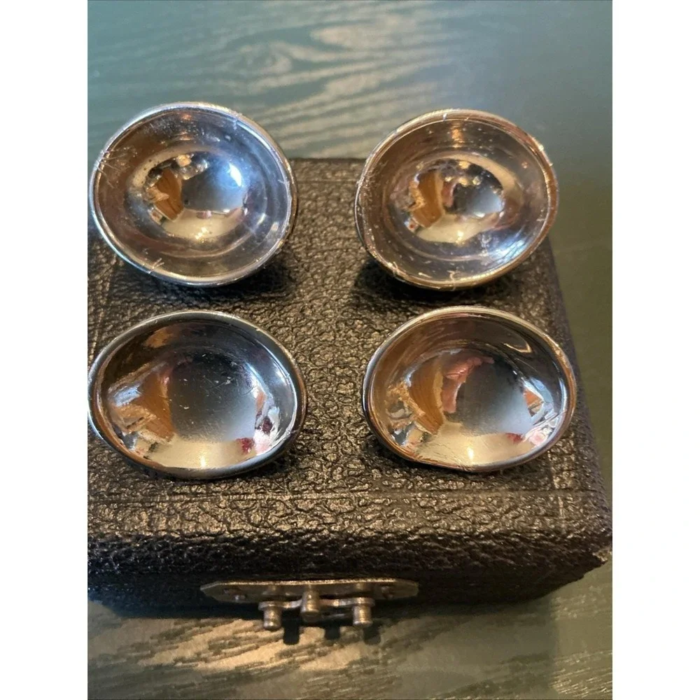 Vintage Set Of (4) X-Ray Eye Shields Silver Plated w/ Original Box - Unmarked